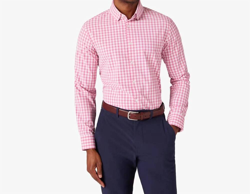 NEW MIZZEN + MAIN leeward long sleeve dress shirt in rose madison check